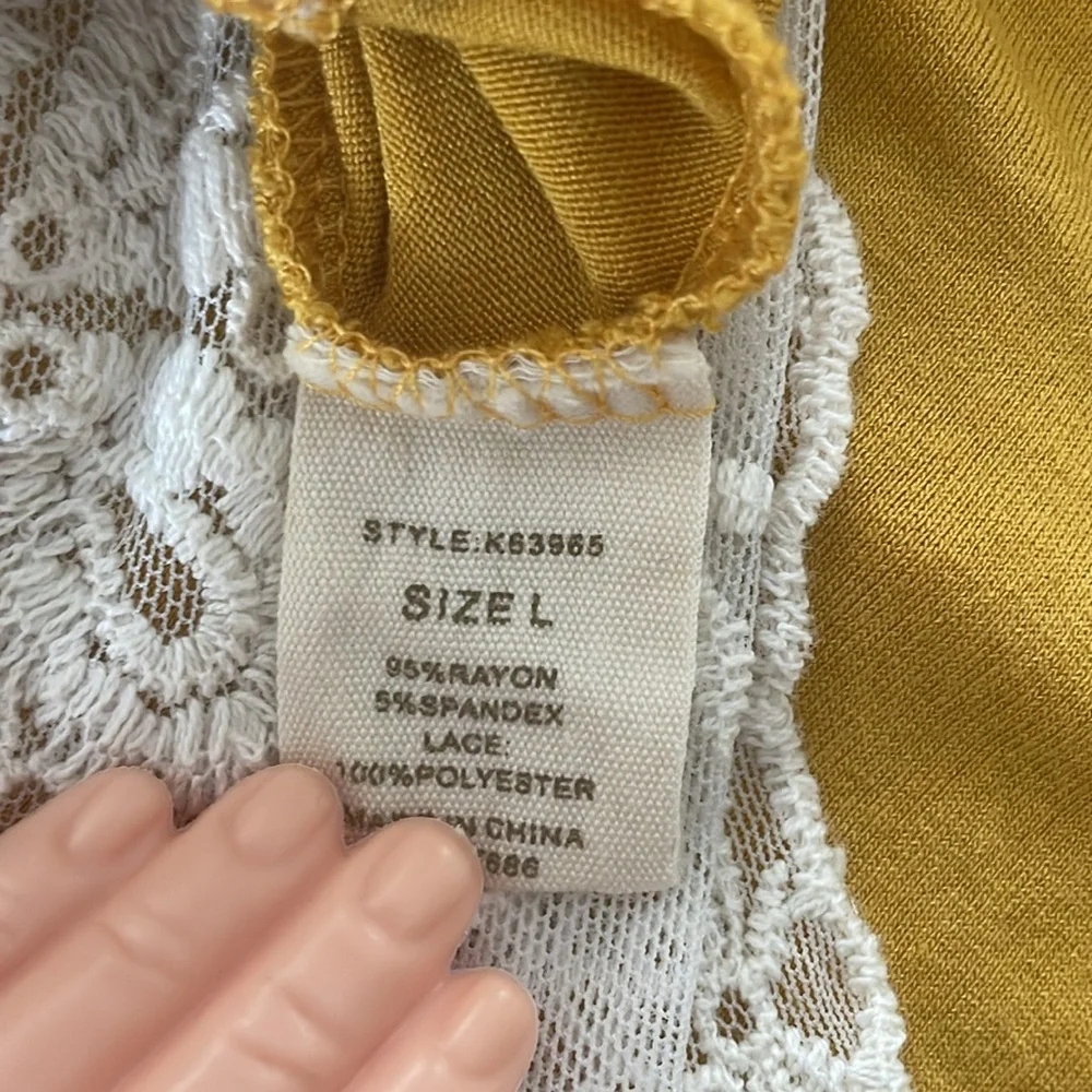 Long Sleeve Top with Lace Hem - Picture 5 of 5